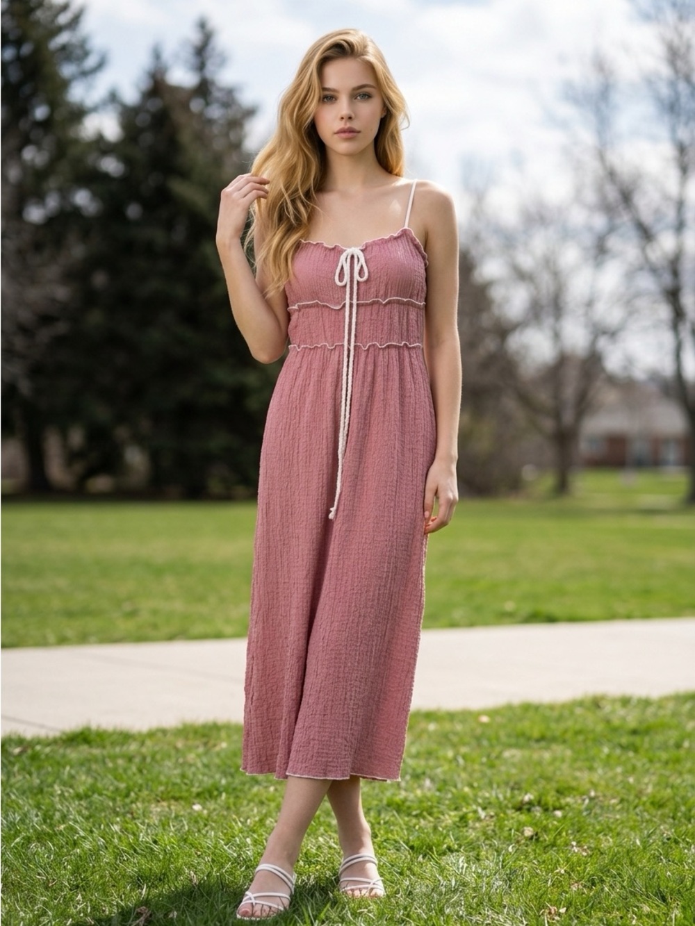 NWOT See You Monday Pink Textured Dress